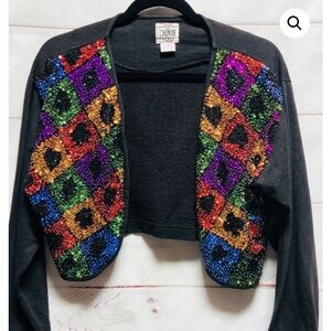 MADONNA STYLE MULTICOLORED SEQUIN SHRUG JACKET